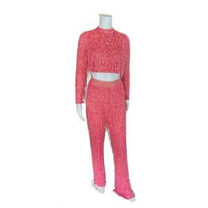 NEW ALETA two-piece sequin jumpsuit in red